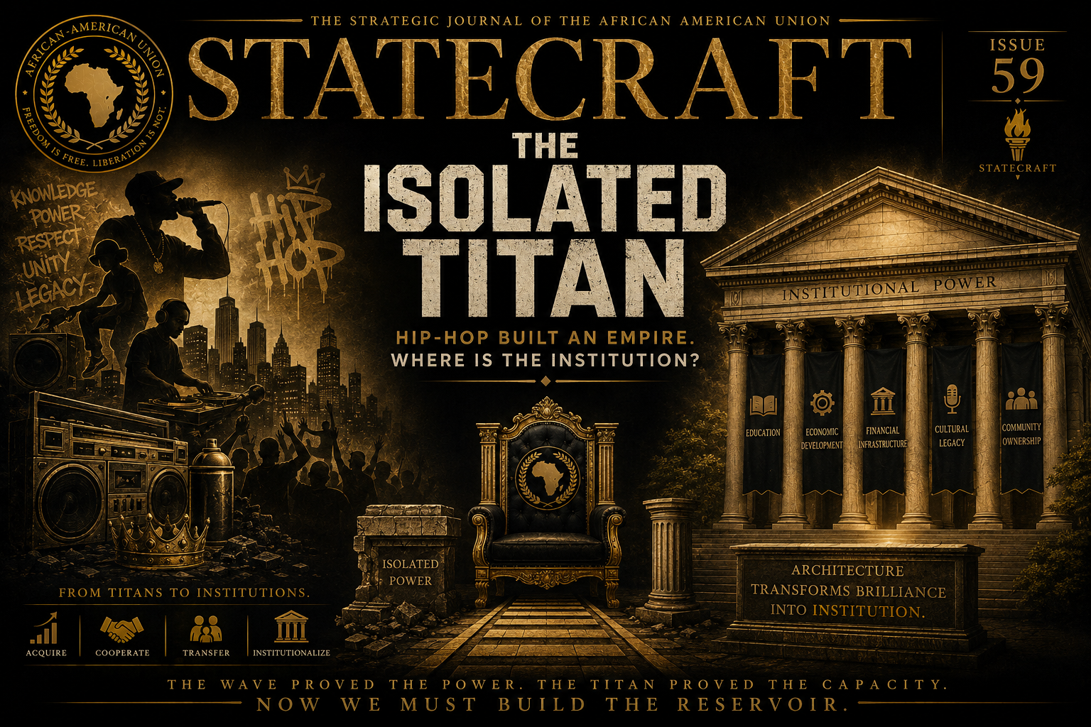 Statecraft: The Strategic Journal of the African American Union Issue No. 59 —THE ISOLATED TITAN:  Hip-Hop Built an Empire. Where Is the Institution? 